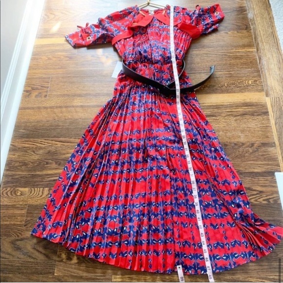 Self-Portrait Organic Print Midi Dress Pleated - Picture 4 of 8